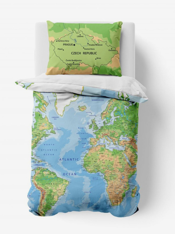 Kvalitex 3D posteljina 140x200, 70x90cm Karta svijeta