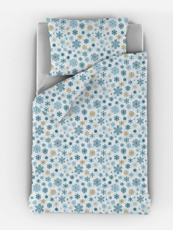 Kvalitex Božićna posteljina 140x200, 70x90cm FLAKES plavo-bež
