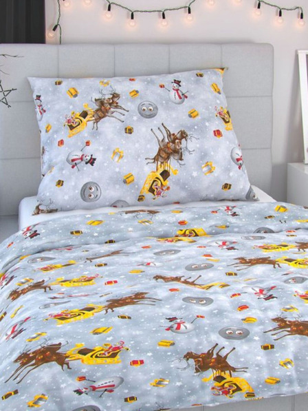 Kvalitex Božićna posteljina 220x200, 70x90cm SNJEŠIĆI siva