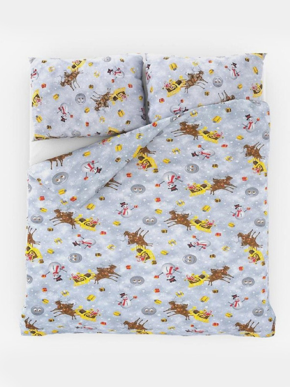 Kvalitex Božićna posteljina 220x200, 70x90cm SNJEŠIĆI siva