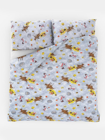 Kvalitex Božićna posteljina 220x200, 70x90cm SNJEŠIĆI siva