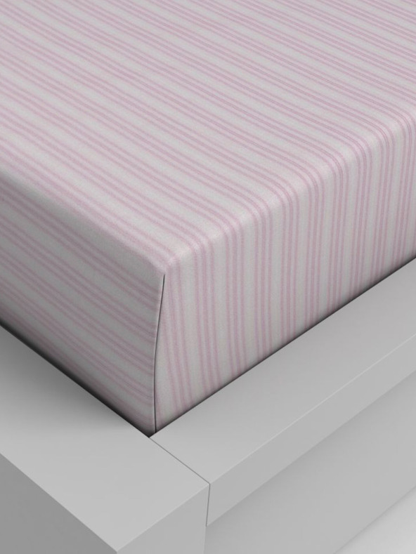 Kvalitex Pamučna plahta 200x200cm roze pruge Kvalitex
