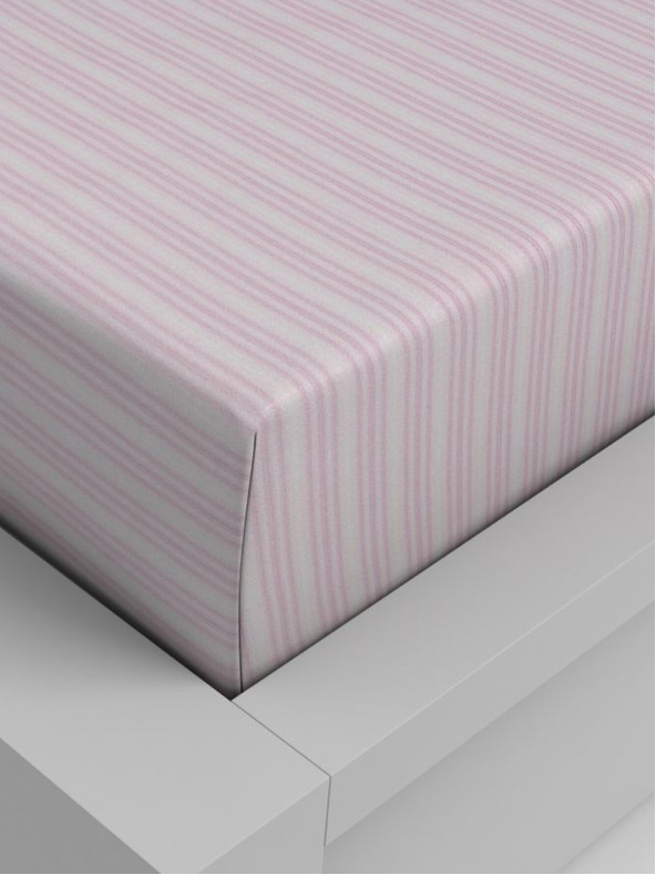 Kvalitex Pamučna rastezljiva plahta 80x200cm ružasti prugasti Kvalitex