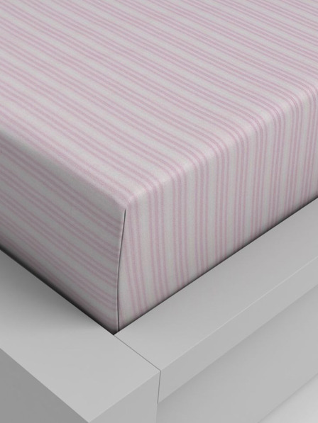 Kvalitex Pamučna rastezljiva plahta 100x200cm ružasti prugasti Kvalitex