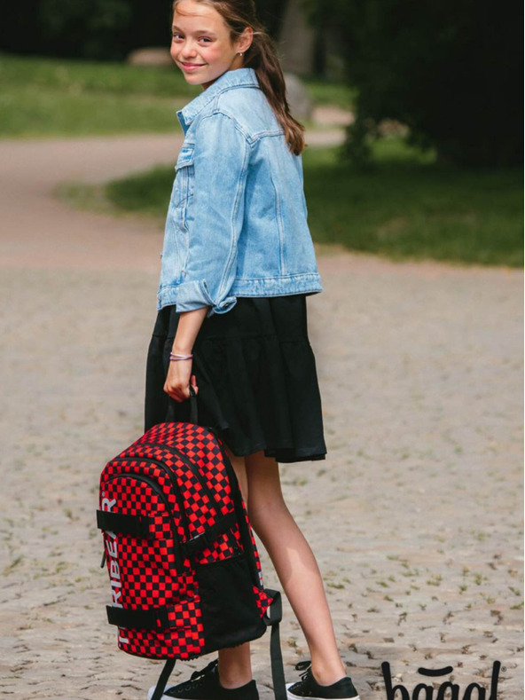 BAAGL  Crveni školski ruksak skate teribear Baagl