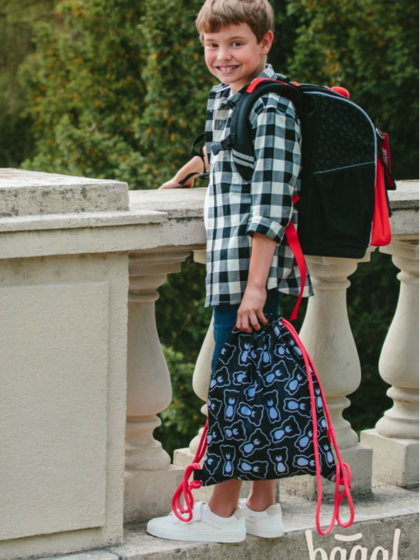 BAAGL  Crna školska torba na patentni zatvarač teribear Baagl