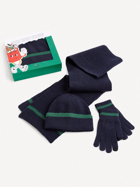 Celio Set tamnoplave muške kape, šala i rukavica u Celio poklon kutiji