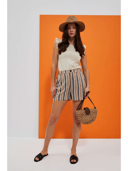 Moodo Sivo-smeđe Moodo ženske kratke hlače na pruge