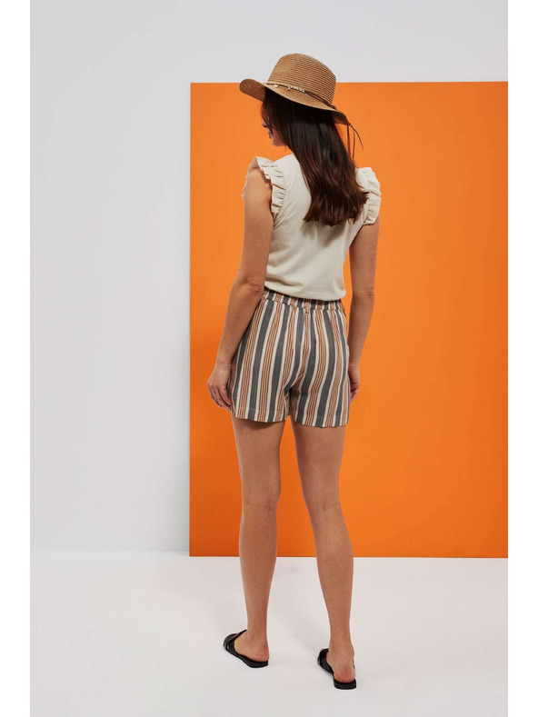 Moodo Sivo-smeđe Moodo ženske kratke hlače na pruge