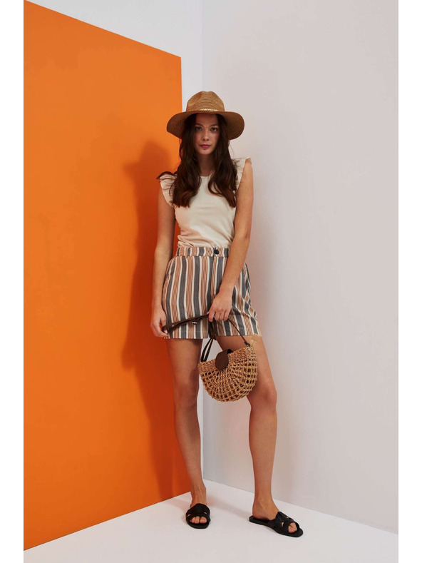 Moodo Sivo-smeđe Moodo ženske kratke hlače na pruge