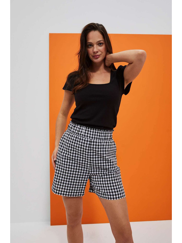 Moodo Moodo bijele i crne ženske kratke hlače na karo
