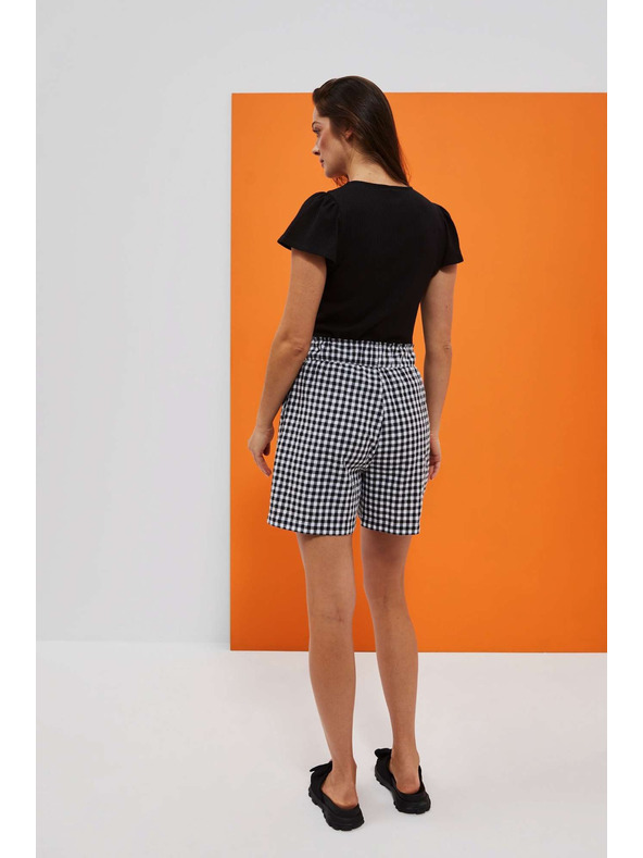 Moodo Moodo bijele i crne ženske kratke hlače na karo