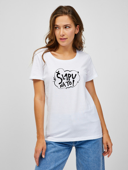 ZOOT.Original Bijela ženska majica kratkih rukava sa ZOOT-om.Originalni print