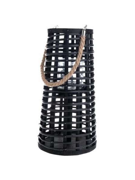 Casa de Engel Drveni lampion sa staklom, crni, 0/4