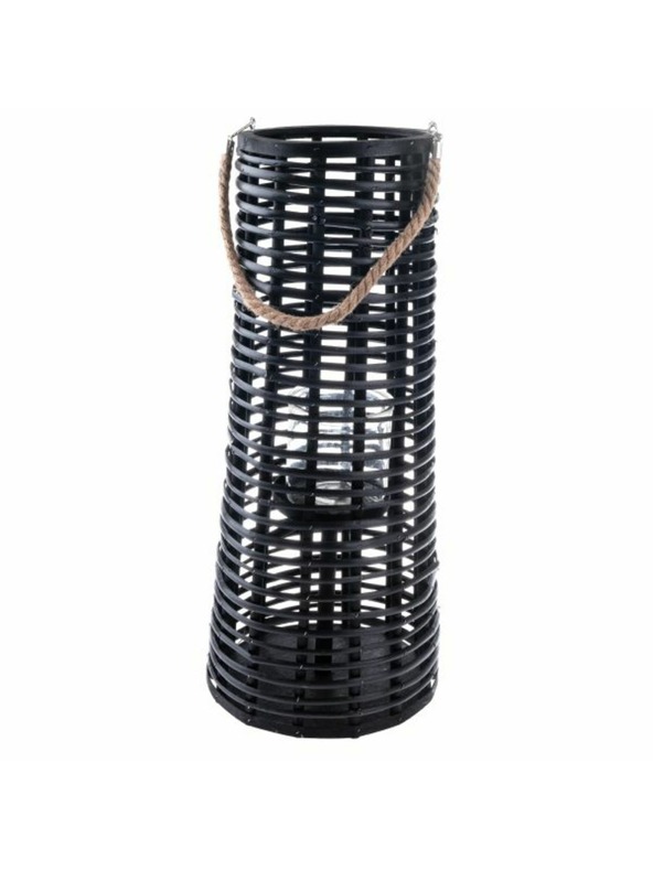 Casa de Engel Drveni lampion sa staklom, crni, 0/4