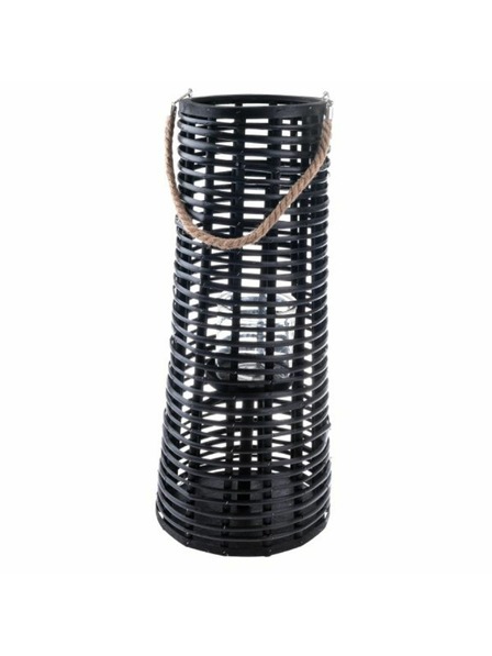 Casa de Engel Drveni lampion sa staklom, crni, 0/4