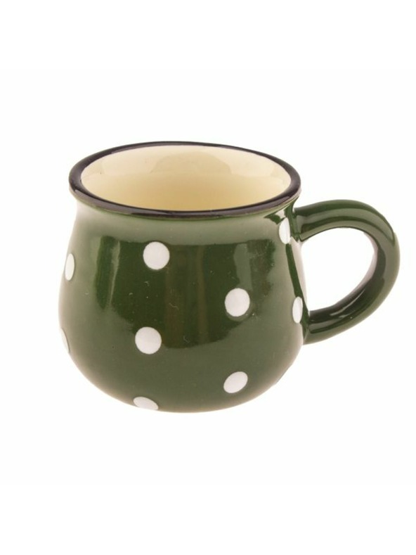 Casa de Engel Keramička šalica, zelena s točkicama, 75ml, 24/144