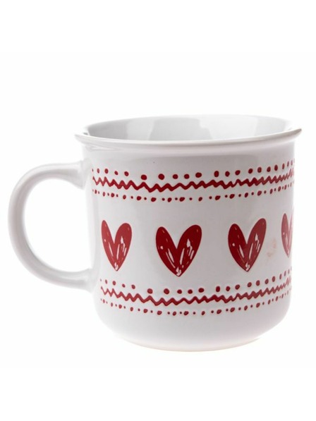 Casa de Engel Keramička šalica sa srcima, bijela, 450ml, 6/36