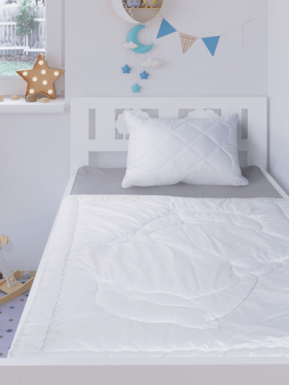 Kvalitex Ljetna dječja deka i jastuk za krevetić bijeli Kvalitex