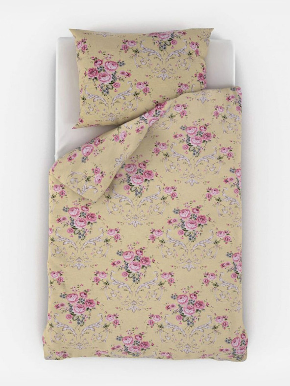 Kvalitex Francuska produžena pamučna posteljina PROVENCE COLLECTION 240x220, 70x90cm CLER žuta