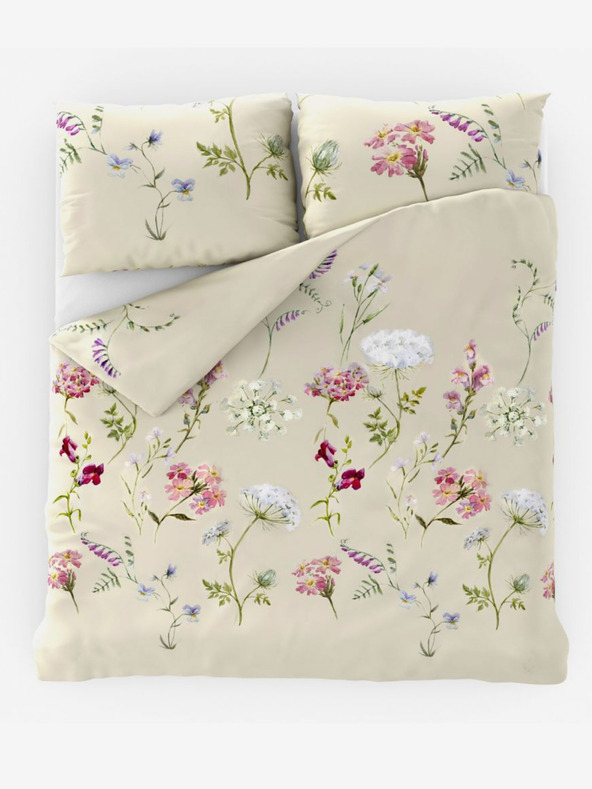 Kvalitex Klasična pamučna posteljina DELUX 140x200, 70x90cm BOTANICA krem