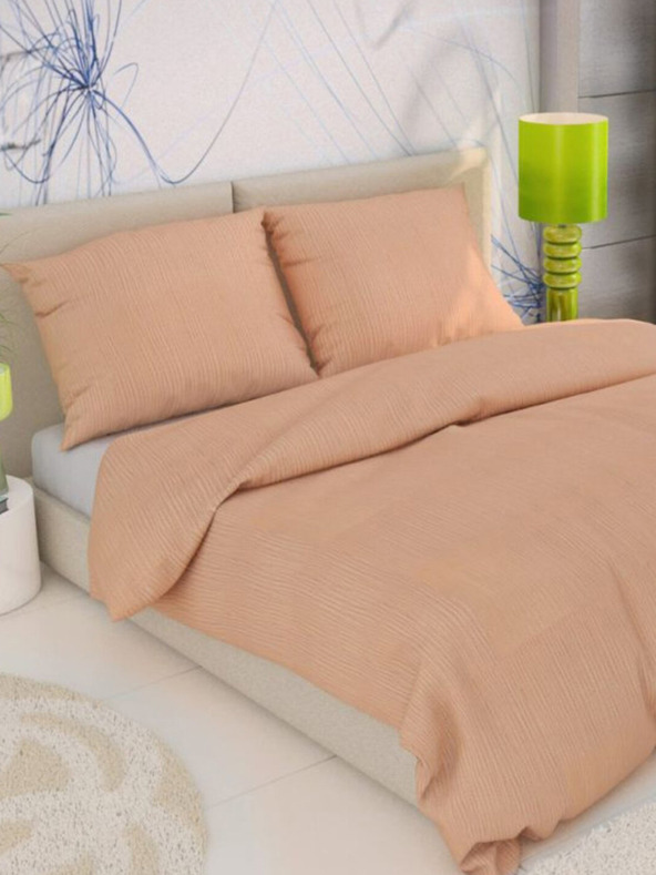 Kvalitex Francusko krepovo posteljno rublje 240x200, 70x90cm lososasto Kvalitex