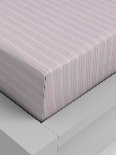 Kvalitex Pamučna rastezljiva plahta 140x200cm ružičasta pruga Kvalitex