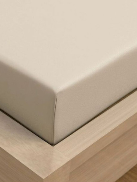 Kvalitex Jersey plahta s elastinom za jednokrevetnu posteljinu 90x200cm svijetlo bež Kvalitex