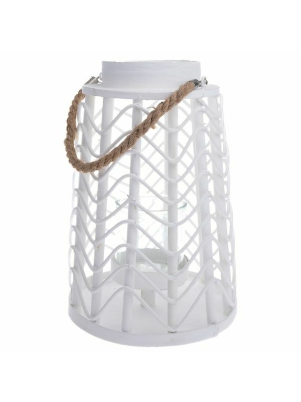 Casa de Engel Drveni lampion sa staklom, bijeli, 0/6