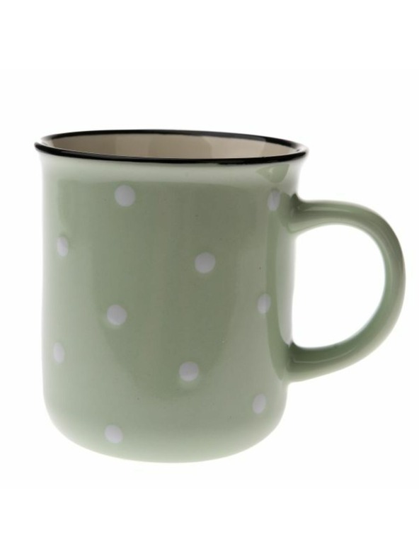Casa de Engel Keramička šalica - svijetlozelena s točkicama, 350ml, 6/36