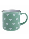 Casa de Engel Keramička šalica, svijetlozelena s bijelim srcima, 400ml, 12/36
