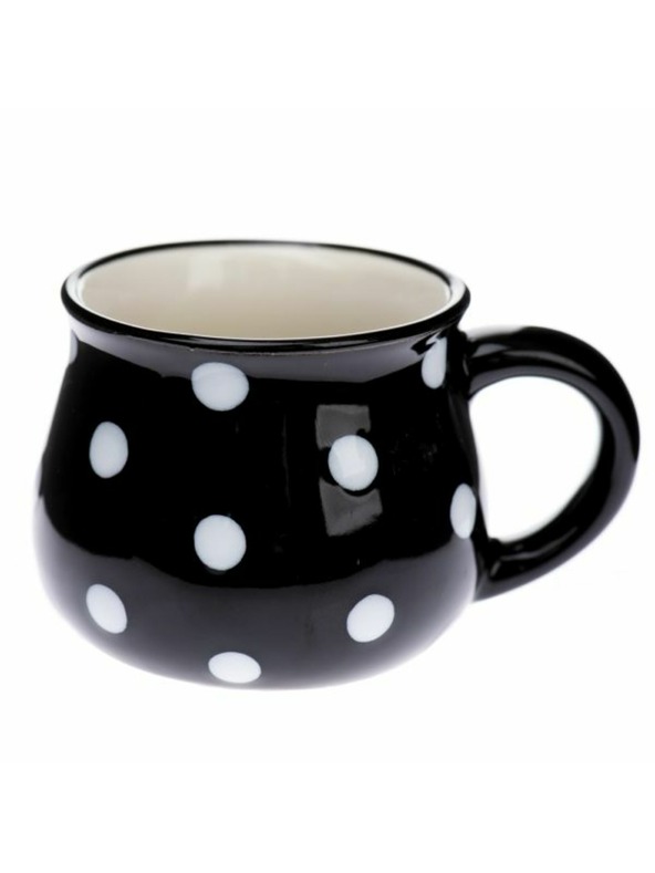 Casa de Engel Keramička šalica, crna s točkicama, 75ml, 24/144