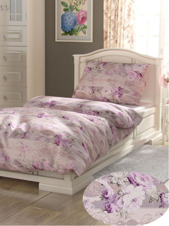 Kvalitex Francuska pamučna posteljina Provence Collection 220x200, 70x90cm Margot ljubičasta Kvalitex