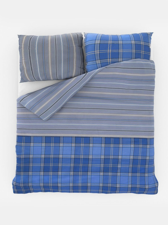 Kvalitex Francuska produžena pamučna posteljina DELUX 240x220, 70x90cm CAMPUS plava