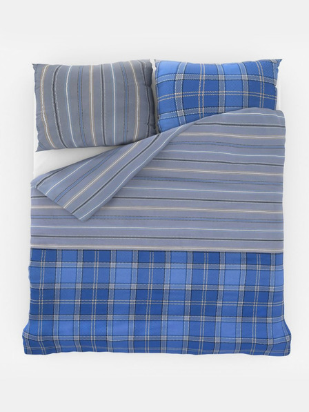 Kvalitex Francuska produžena pamučna posteljina DELUX 240x220, 70x90cm CAMPUS plava