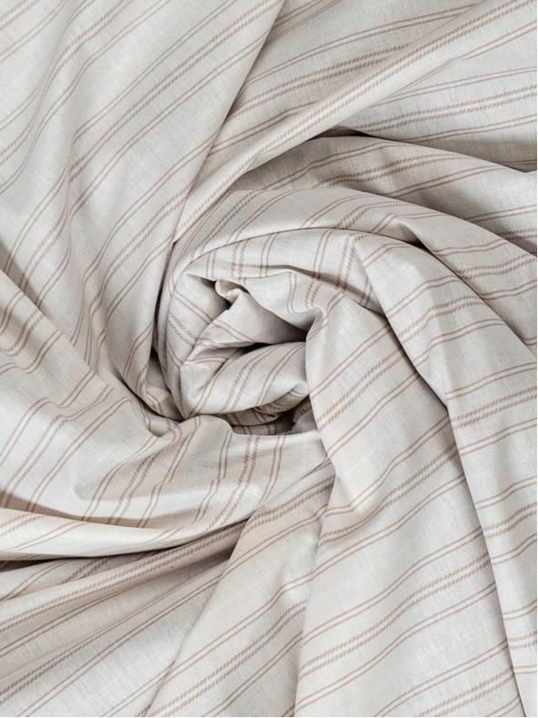 Kvalitex Pamučna rastezljiva plahta 100x200cm bež pruga Kvalitex