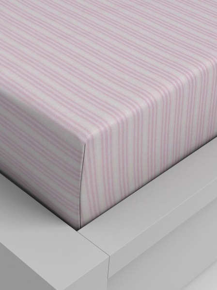 Kvalitex Pamučna rastezljiva plahta 180x200cm ružičasta pruga Kvalitex