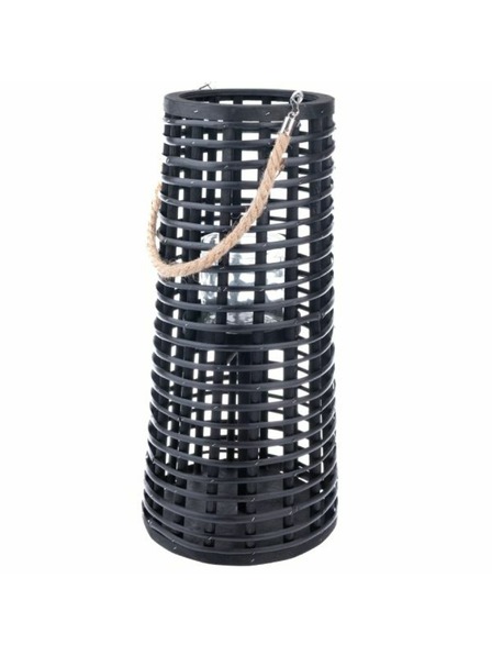 Casa de Engel Drveni lampion sa staklom, crni, 0/4