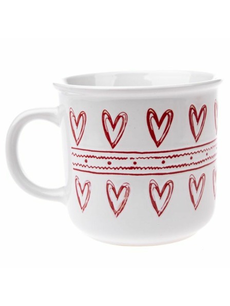 Casa de Engel Keramička šalica sa srcima, bijela, 450ml, 6/36