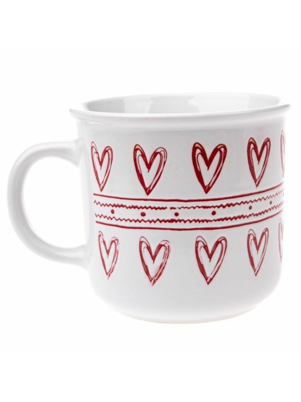 Casa de Engel Keramička šalica sa srcima, bijela, 450ml, 6/36