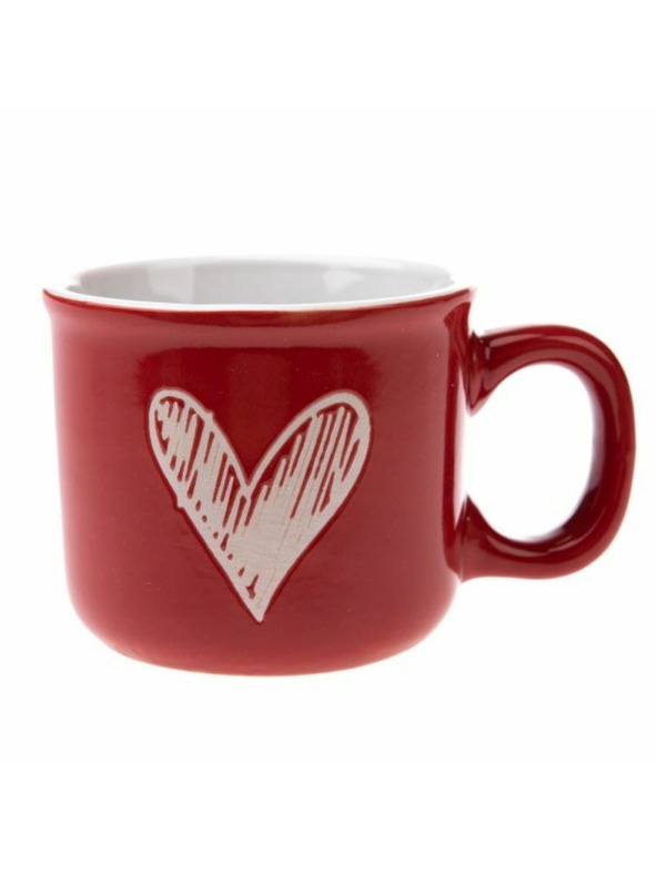 Casa de Engel Keramička šalica sa srcem, crvena, 90ml, 12/96