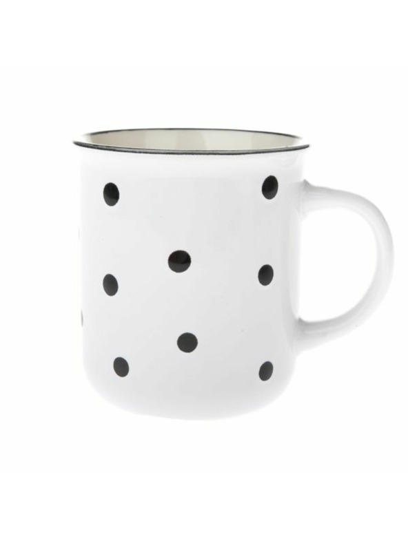 Casa de Engel Keramička šalica, bijela s crnim točkicama, 350ml, 6/36