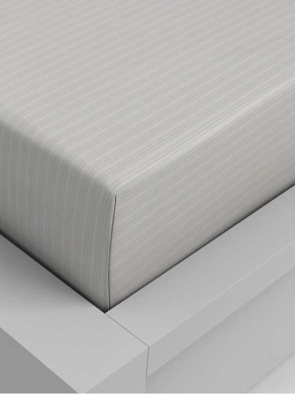 Kvalitex Pamučna rastezljiva plahta 220x200cm bež prugasti uzorak Kvalitex