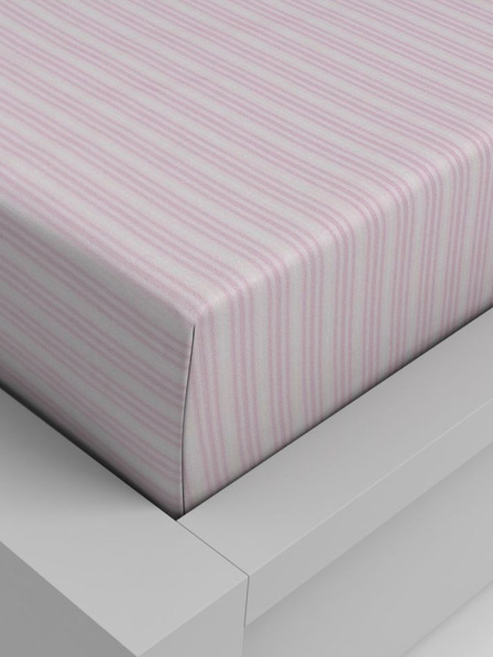 Kvalitex Pamučna rastezljiva plahta 220x200cm ružičasti prugasti uzorak Kvalitex