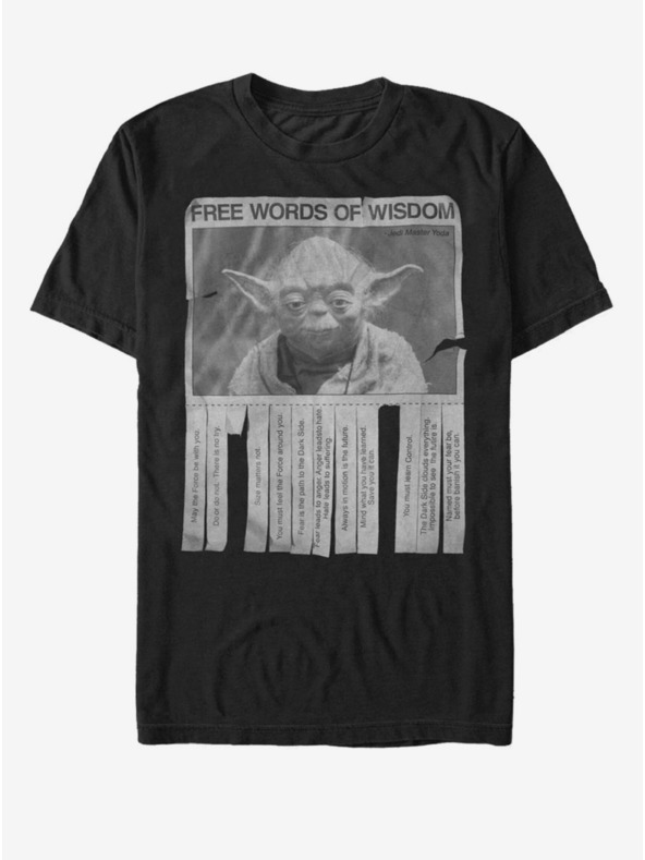 ZOOT.Fan Crna muška majica kratkih rukava Star Wars Words of Wisdom