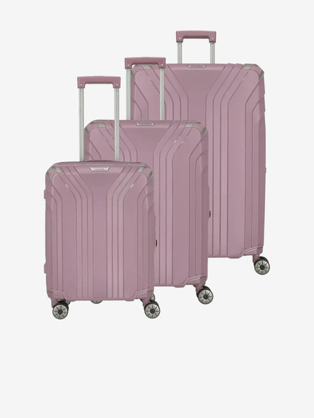 Travelite Set od tri ženska putna kofera u roza boji Travelite Elvaa 4w S,M,L Rosé