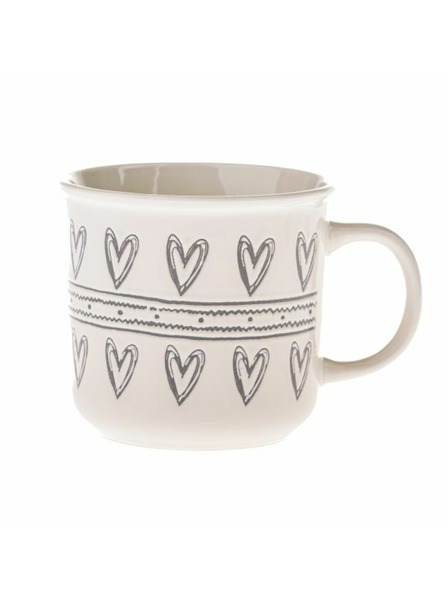 Casa de Engel Keramička šalica sa srcima, bijela sa sivom, 450ml, 6/36