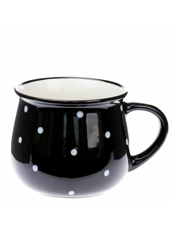 Casa de Engel Keramička šalica, crna s bijelim točkicama, 770ml, 6/24
