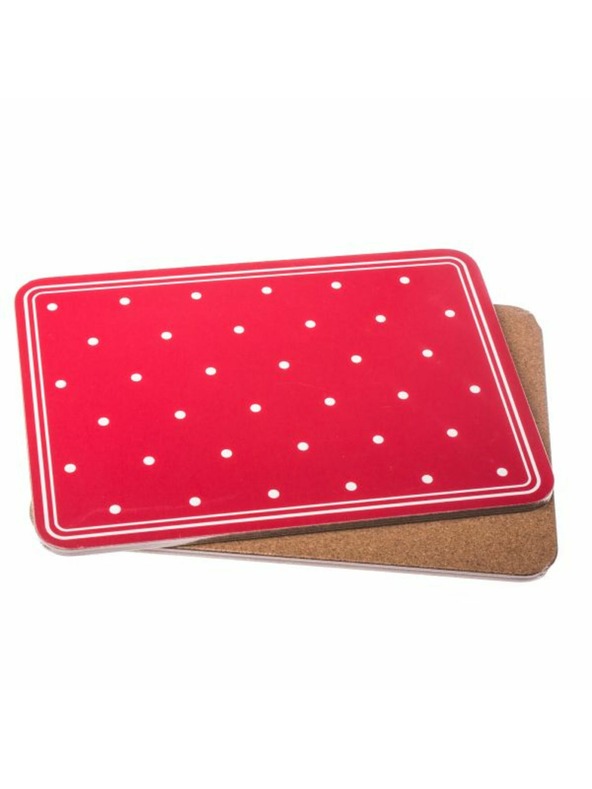 Casa de Engel Pluteni podmetač, crveni s bijelim točkicama - set od 2 komada, 0/18