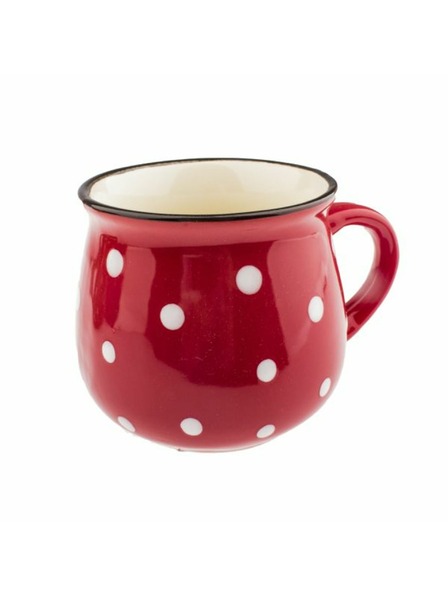 Casa de Engel Keramička šalica, crvena s točkicama, 75ml, 24/144